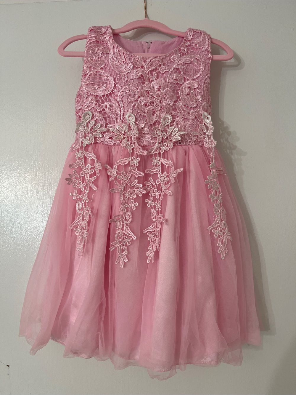 Sleeveless Pink Lace & Tulle Party Dress for Girls